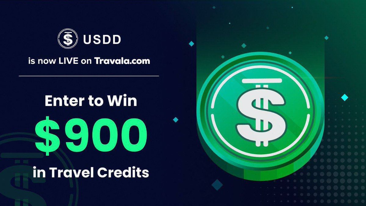 Travala.com 🏨 ✈️ (@travalacom) on Twitter photo Big news, <a href="/usddio/">USDD 2.0: Sustainable Yield by Smart Allocator🌱</a> fans!
$USDD is LIVE on Travala.com! You can now book millions of travel products around the 🌎with $USDD, and we want to send you on your first trip!
Enter to win $900:
▪️ Follow <a href="/usddio/">USDD 2.0: Sustainable Yield by Smart Allocator🌱</a> & <a href="/travalacom/">Travala.com 🏨 ✈️</a>
▪️ Like & RT
▪️ Tag your travel buddies 👫 Big news, <a href="/usddio/">USDD 2.0: Sustainable Yield by Smart Allocator🌱</a> fans!
$USDD is LIVE on Travala.com! You can now book millions of travel products around the 🌎with $USDD, and we want to send you on your first trip!
Enter to win $900:
▪️ Follow <a href="/usddio/">USDD 2.0: Sustainable Yield by Smart Allocator🌱</a> & <a href="/travalacom/">Travala.com 🏨 ✈️</a>
▪️ Like & RT
▪️ Tag your travel buddies 👫