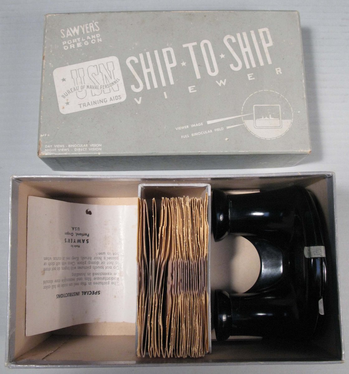 NZNavyMuseum's tweet photo. Remember #Viewmasters? From the #Collection - Sawyers Viewmaster was used to train sailors to recognise particular ships. It has 25 reels of film & was produced for the US Navy Bureau of Naval Personnel.c1940s #NZNavy #WW2 #History https://t.co/gIFYKrT76v