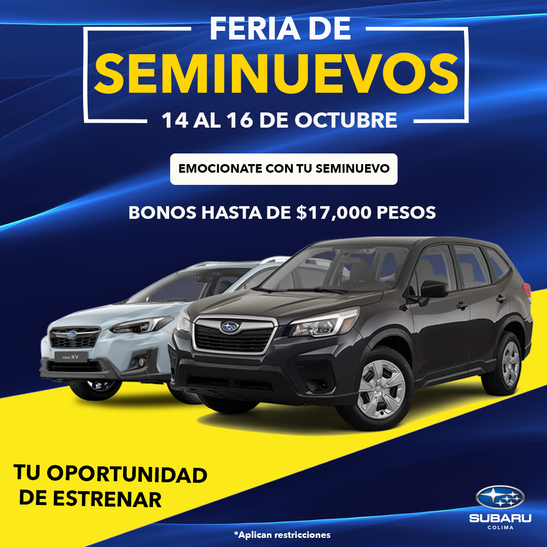 ColimaSubaru's tweet photo. 🚘Visítanos en nuestra feria de seminuevos este 14, 15 y 16 de octubre.📆
❗Conoce nuestro inventario y aprovecha esta gran oportunidad para estrenar❗
Te esperamos en: 📍Tercer Anillo Periférico 112, Residencial Esmeralda Nte., 28017 Colima, Col. https://t.co/BCIyz5SeuD