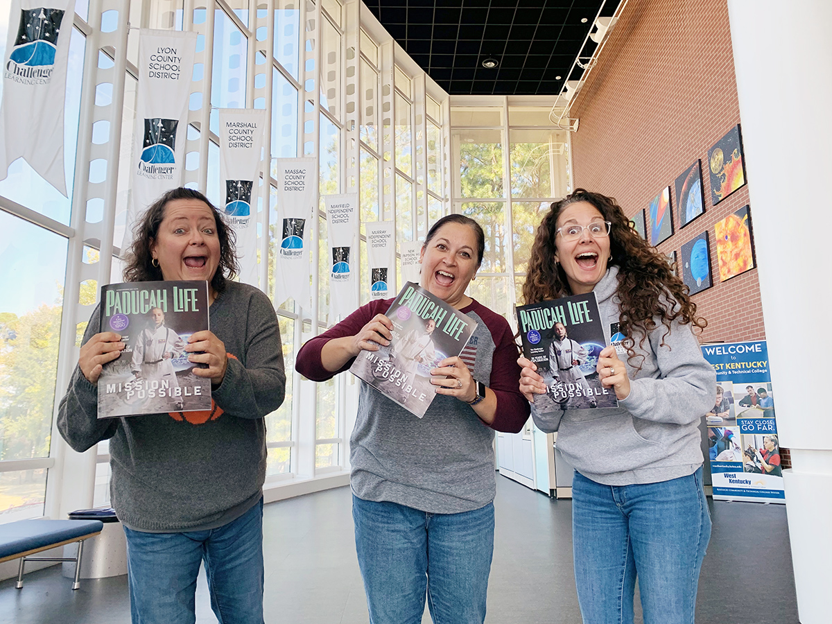 WKCTC's tweet photo. We are very excited to see the latest edition of Paducah Life Magazine featuring the Challenger Learning Center of Paducah's 20 years of excellence in teaching science, technology, engineering, exploration, and FUN! Congratulations to the CLC staff on two decades of education! https://t.co/4QwCS0nb6z