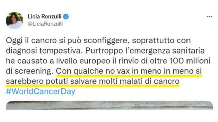 Lo dico da #destra: ero contro le minchiate della #Ronzulli con #Draghi e dico sin da subito che non può e non deve esserci spazio nel #Governo per chi diceva che con meno #NoVax ci sarebbero stati meno morti di cancro. Patti chiari amicizia lunga🇮🇹
#NoRonzulliMinistro #11ottobre