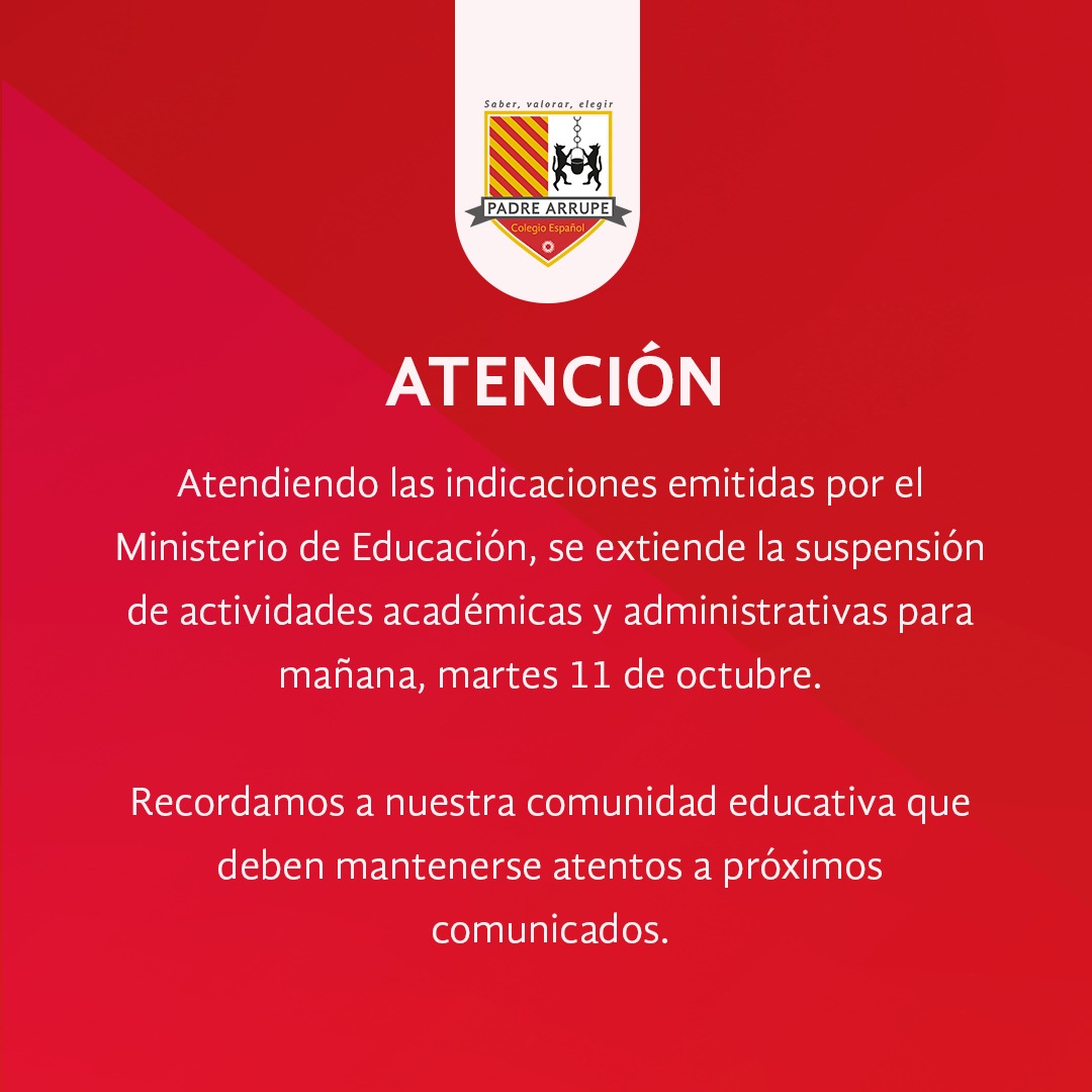 CarlosM220120's tweet photo. Estimados estudiantes Arrupe continuamos atendiendo las indicaciones emitidas por el Ministerio de Educación.
#soyArrupe
#EducacionDeCalidad
#soyArrupe https://t.co/WbAKhdyTqe