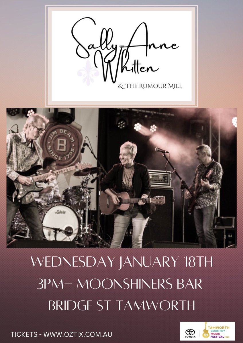 January 18th 2pm at Moonshiners Bar.. our 2023 <a href="/TCMF_Official/">Tamworth Country Music Festival</a> Show! Tix from Oztix #livemusic #funkycountry #tcmf2023