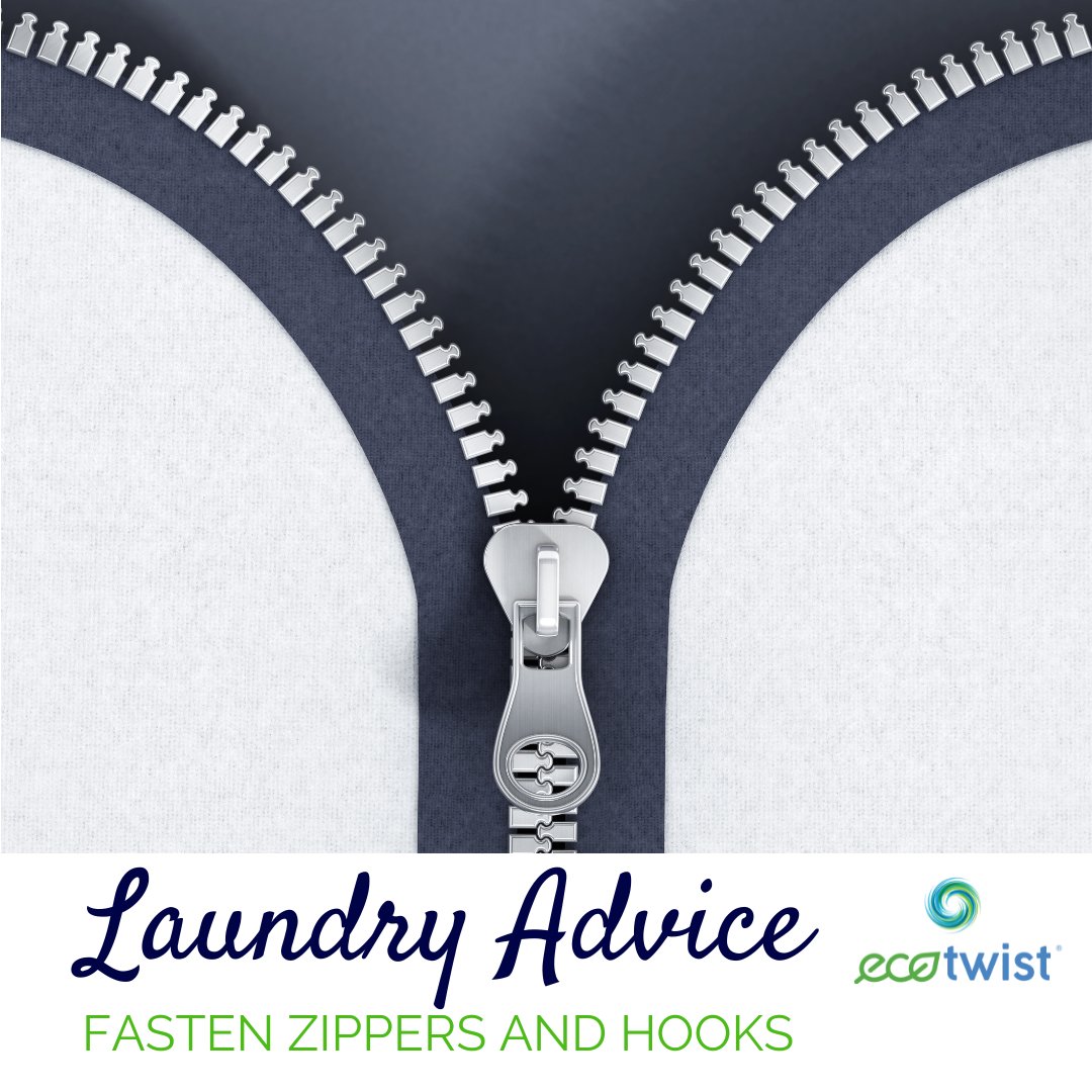 ecotwistclean's tweet photo. Time for some #LaundryAdvice! Fasten all zippers and hooks on clothing to prevent snags or tears!  

#EcoTwistClean #ecotwist #detergent #laundry #ecofriendly #dirtylaundry #smell #twist #cleanclothes #cleandetergent #detergentforlife #actuallycleanclothes #clean https://t.co/w7kvSmECAN