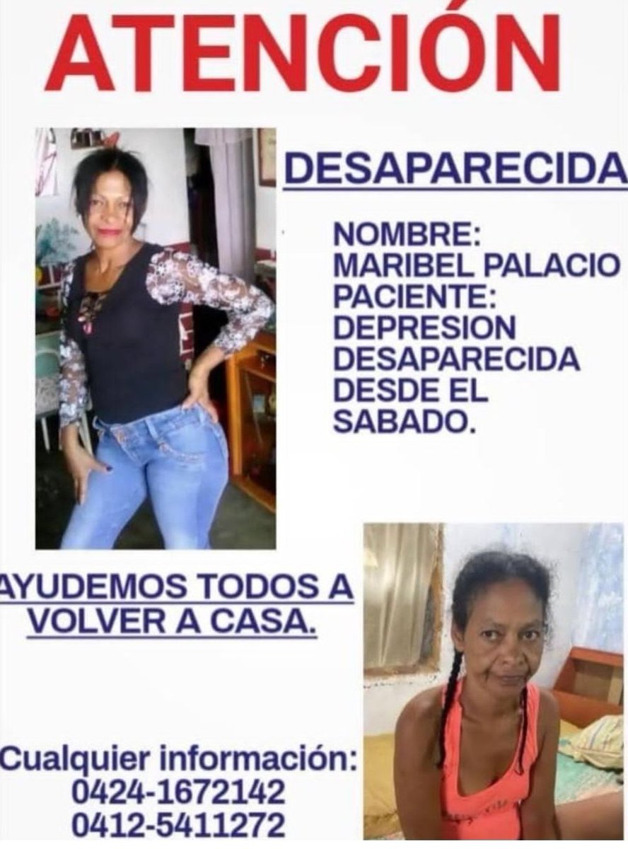 portalaldia's tweet photo. La señora Maribel Palacio se encuentra desaparecida desde el día Sábado 08/10/2022, en #TejeriasNecesitaAyuda https://t.co/hZcJGhnSpU