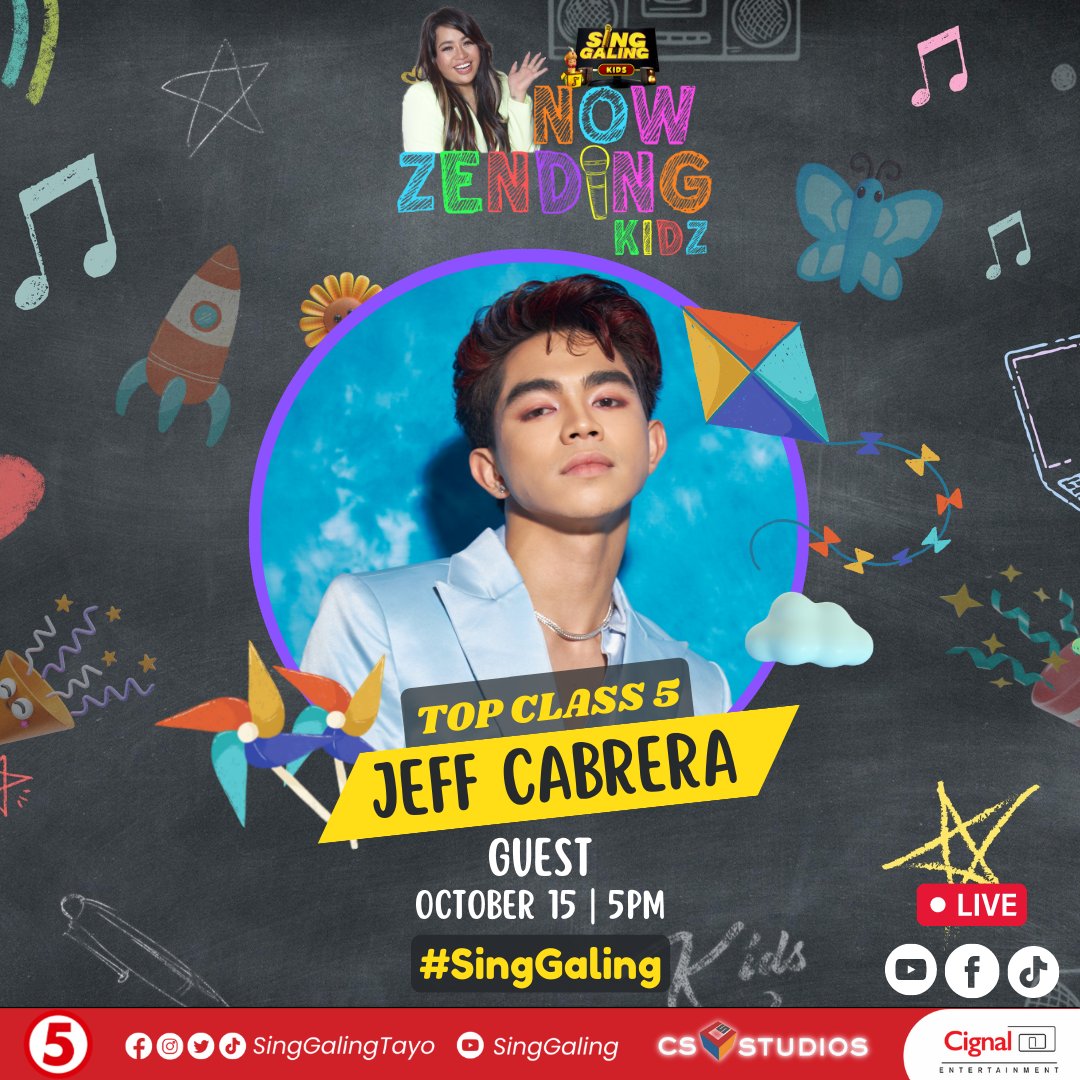 SingGalingTayo's tweet photo. Mga kaawitbahay, makakasama natin ang Top Class 5 (@topclassofc) na sina Gilly, Dean, Jascel, Jeff at Lex ngayong sabado sa #NowZendingKidz! 🥰 https://t.co/kGgvYAuRw2