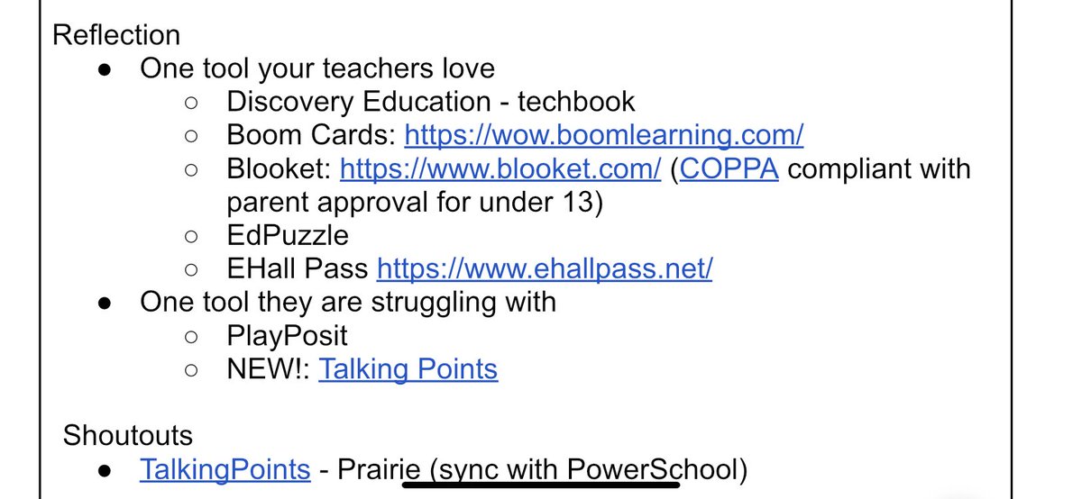 BeccaTessarolo's tweet photo. ❤️ meeting w @CCSDK12 tech coordinators to share, collab, &amp; brainstorm ways to better support our schools with building &amp; #instructionaltech. S/O @sethcoffey for helping us find a place to start! Hype to build a knowledgebase for district tools &amp; identifying experts for each tool https://t.co/t8HYIlfXTS