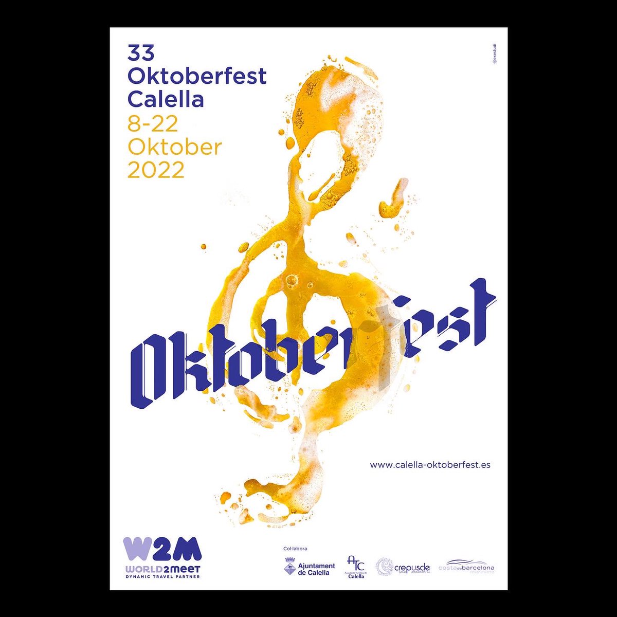 exestudi's tweet photo. Després de 3 anys, finalment es pot cel·lebrar l’@oktoberfest_calella i podem treure a passejar la identitat que vam dissenyar amb el @onov_x per a @world2meet. Un projecte que uneix música i cervesa 🎵➕🍺. 📸: @tururut_media https://t.co/MIbTWcTO8e
