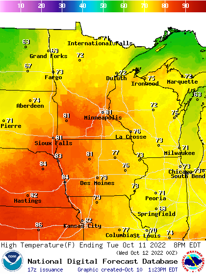 Ready for a little weather whiplash, Minnesota? Tuesday could bring the last 80-degree temperature for the Twin Cities. And we'll be almost 50 degrees colder by Friday morning. Here comes out October reality check. #mnwx 
https://t.co/cpvLDhLkY9 https://t.co/IP5b7A0cgD