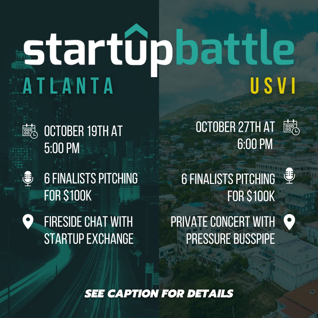 Are YOU ready for October⁉️

We’re bringing you 2️⃣ pitch competitions!🚀🚀🚀

We still have FREE RSVPs at ⏩ startupbattle.vc 🔥