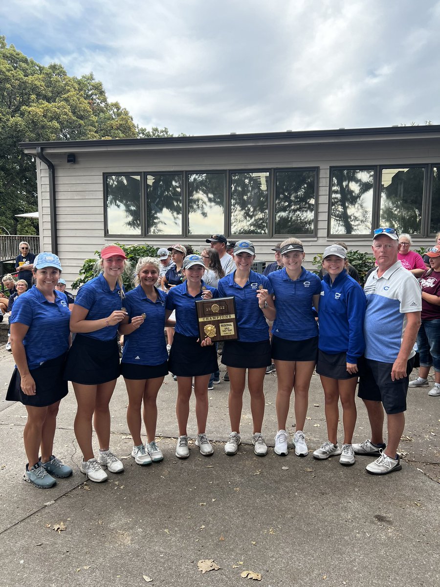 SMCPantherGolf's tweet photo. Congrats to the Lady Panthers for taking 1st place at Regionals today with a new team pr by 9 strokes!  Individual medalists were: Greta Ison (1st), Ali Scripsick (2nd), Ava Scripsick (3rd), Zoey Smith (4th), and Audrey Goetting (5th). @SMC_Panthers @SMCschools https://t.co/Zhn4ZtHDVb