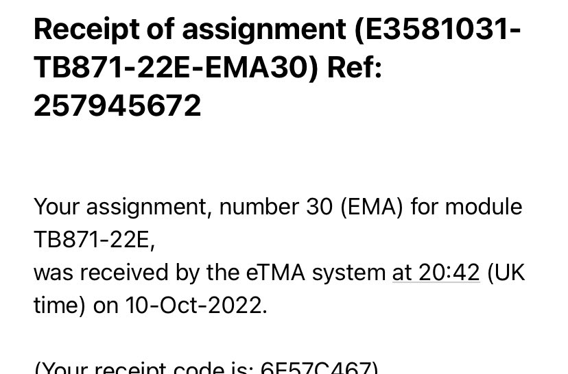SamOUStudies's tweet image. A miracle in my academic career - not only did I not need the 12 hour grace period. I actually got it in the day before. 

Absolutely loved this module, think I’m going to miss having allocated time to it (although no doubt I will be using it!!)