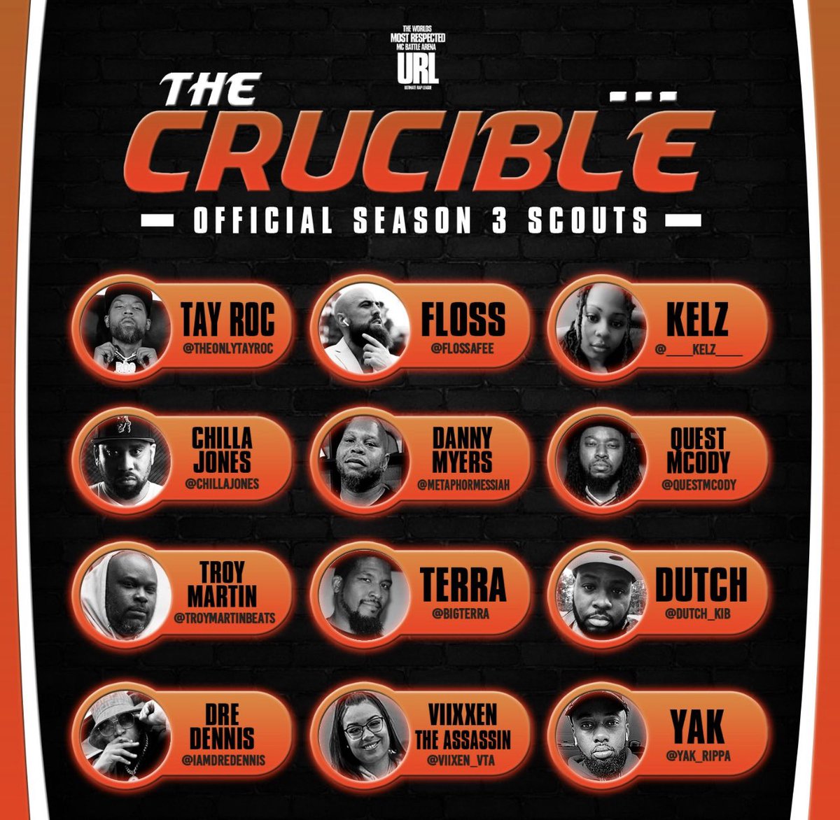 _LingLingLex's tweet photo. The @URLCrucible scouts are actively searching for talent for season 3… &amp; we added some NEW scouts…
post your clips, tag  &amp; hashtag #URLTheCrucible 
Book your favorite scouts to attend your events! You seen what the last two seasons did for those special stars! https://t.co/xEM1rECcM7