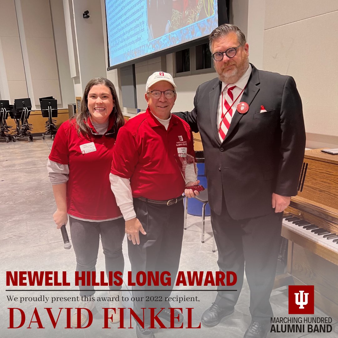 IUMHAB's tweet image. Congratulations to Marching Hundred alumnus David Finkel on receiving the 2022 Newell Hillis Long Award!
#IUAlumni 🎵🎓❤️🤍🏆