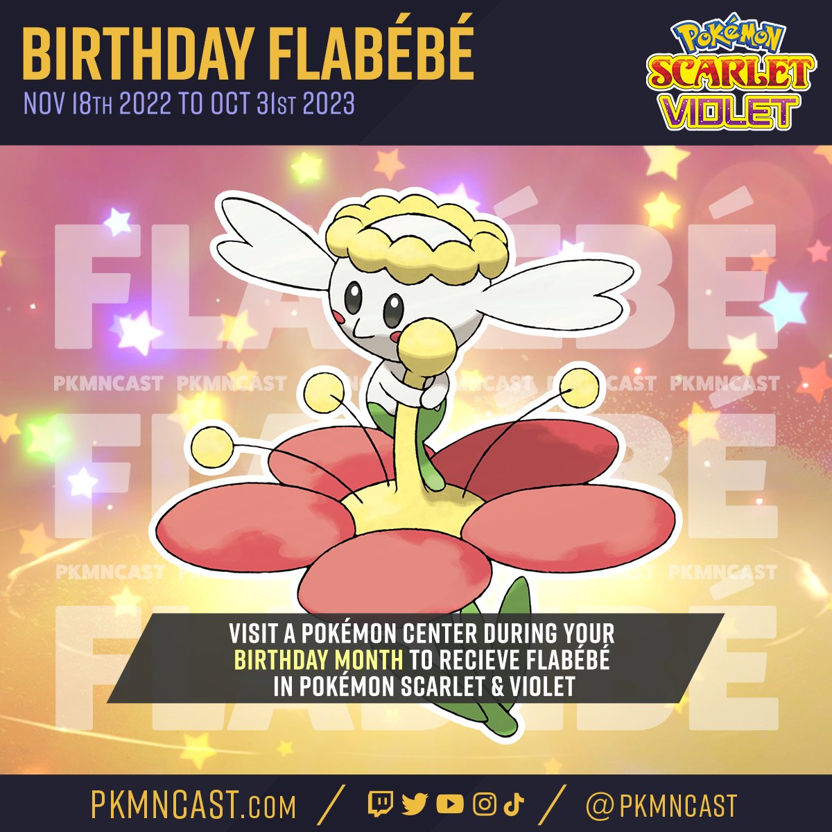 Flabebe EVENT 💜 POKEMON SCARLET VIOLET ❤️ PC Birthday Event 💜 UNTOUCHED