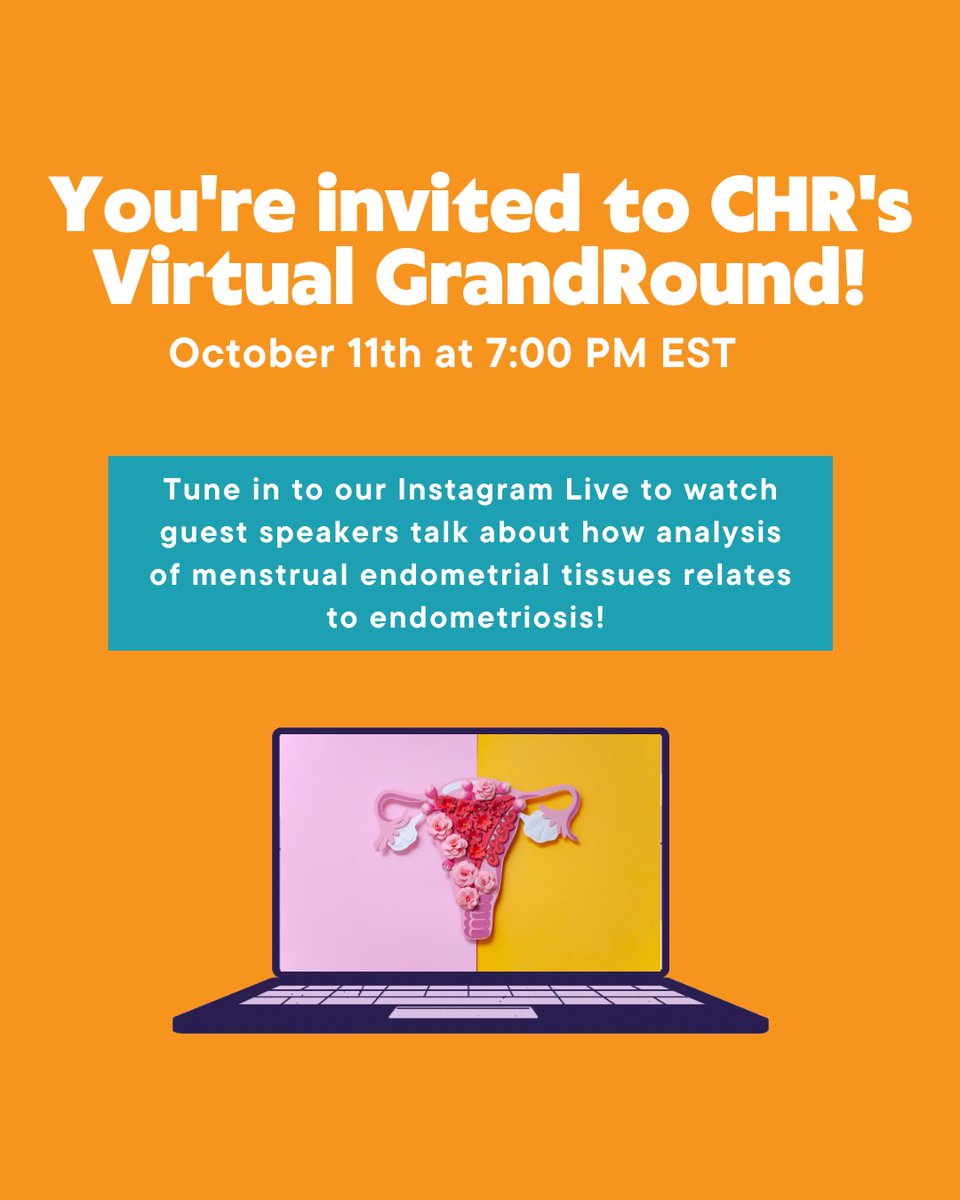 CHRNewYork's tweet photo. Our speakers will be speaking on single-cell analysis of menstrual endometrial tissues and how it defines phenotypes associated with endometriosis. Check out our Insta live at 7:00PM EST! 

#endometriosis #infertilityresearch #infertilityclinic https://t.co/vkZ1PWQ3Fq