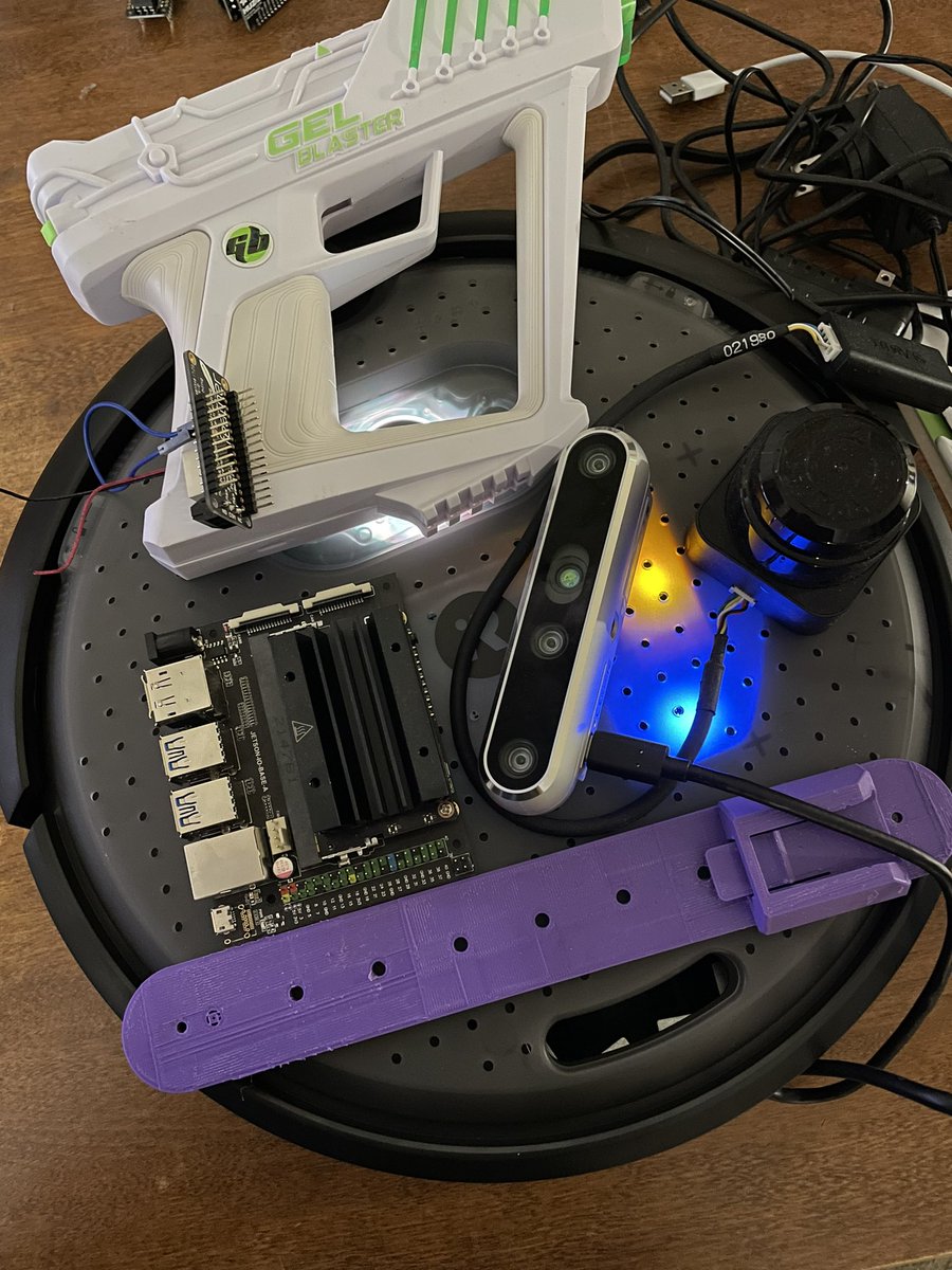 d0tslash's tweet photo. So @cherbini do I go with 1 @GelBlasters Surge or 2 on this @rosorg powered @iRobot @iRobotEducation Create 3? @IntelRealSense outta let me emulate some of the functionality of my @Xiaomi #CyberDog, & the @Slamtec_China #RPLidar will help emulate some of the @UnitreeRobotics #Go1 https://t.co/2kpa9LNsvc