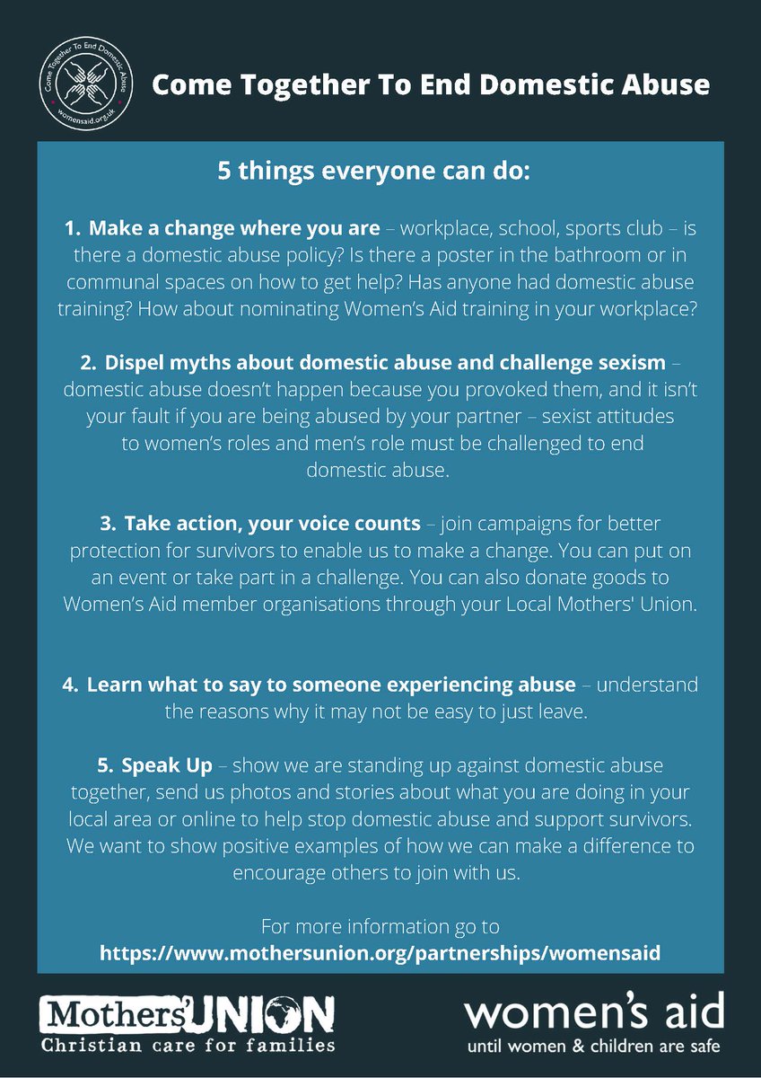 MothersUnion's tweet image. Mothers’ Union is launching an exciting partnership with @womensaid tomorrow, on @UN 's International Day of the Girl Child. Let’s all work together to end domestic abuse! mothersunion.org/partnerships/w… #InternationalDayOfTheGirlChild  #EndAbuseTogether  #MUEndAbuseTogether @UN_Women