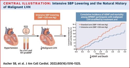 From @jaccjournals jacc.org/doi/10.1016/j.… Intensive blood pressure reduction had major benefit in SPRINT in patients w malignant #LVH #hypertension @vijay_nambi @BCMHeart @utswheart great work by Simon Ascher Jarett Barry