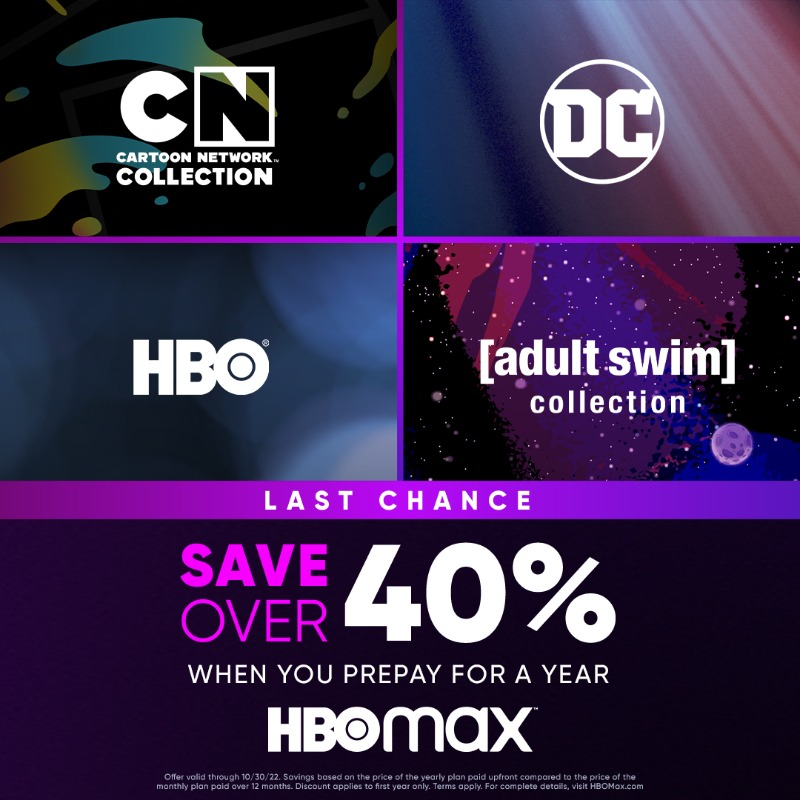 streamonmax's tweet photo. Last chance to save over 40% on all HBO Max yearly plans. Sign up to stream HBO, DC, Adult Swim &amp; Cartoon Network for less.