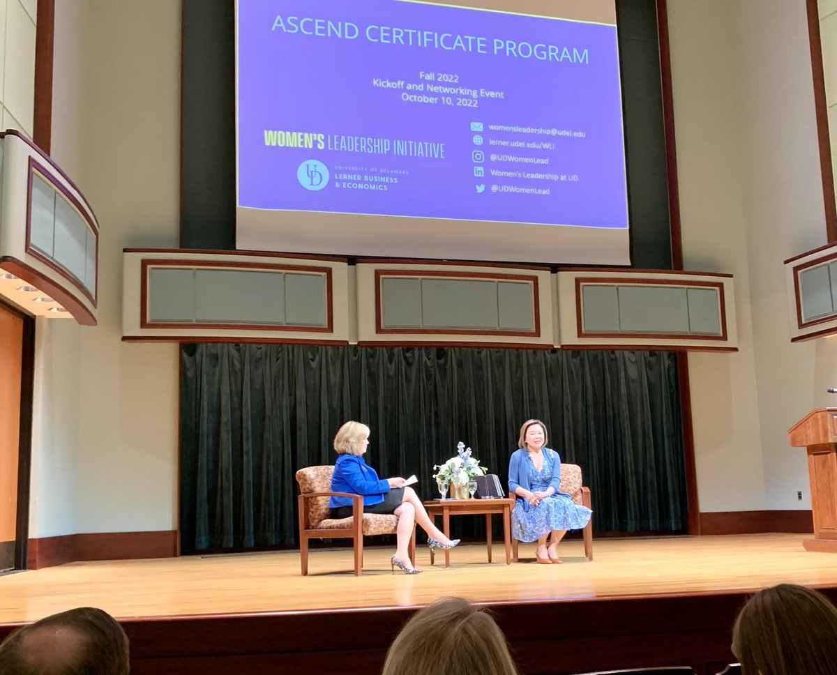 BruceWWeber's tweet photo. Wonderful kickoff to the 2022-23 ASCEND Program with Lynn Evan ⁦@UDLernerCollege⁩ hosting Marichu Valencia in a fireside chat https://t.co/X8ekbKklgn