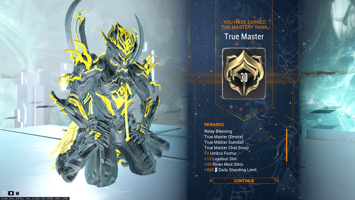 As someone who used to despise this game and would only ever play it when I was forced to by my friend, when I hit MR23 I wanted to finally take the game seriously, about a year and a half later, finally got Mastery Rank 30, FECK YEA

#Warframe