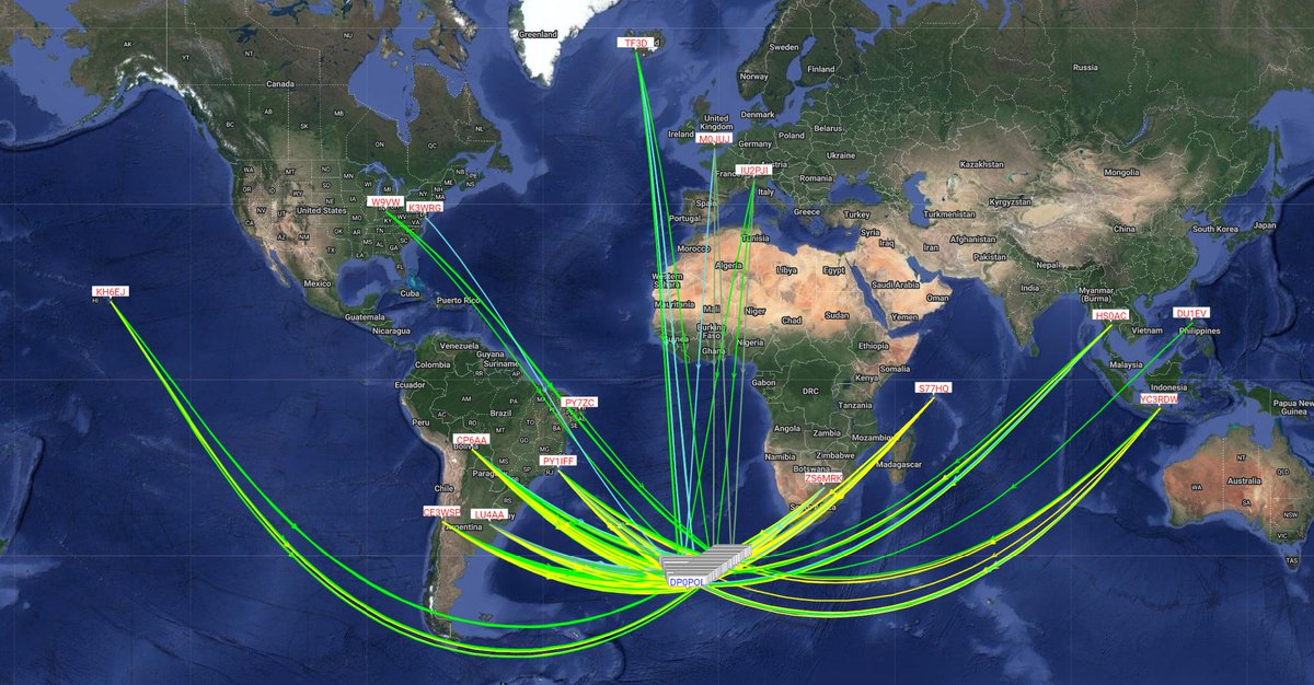 IntlWspr's tweet photo. #WSPR Beacons tracking research Vessel Polarstern #DP0POL/mm #hamradio @AWI_Media @DARC_eV https://t.co/prbaYg3WHb https://t.co/zXt1PN3nuq