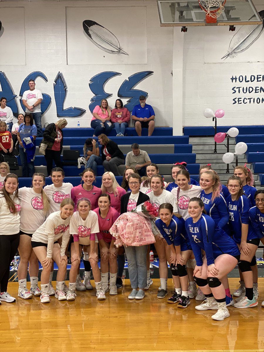 Great night for Volleyball celebrating a great cause with our Pink Out game. Counselor DeAndra Smith was chosen as the PinkOut game captain this year. Thank you for celebrating this outstanding cause snd staff member. #HoldenProud <a href="/Activities_HHS/">Holden Activities</a> <a href="/DrParkhurstHHS/">Joseph Parkhurst</a>