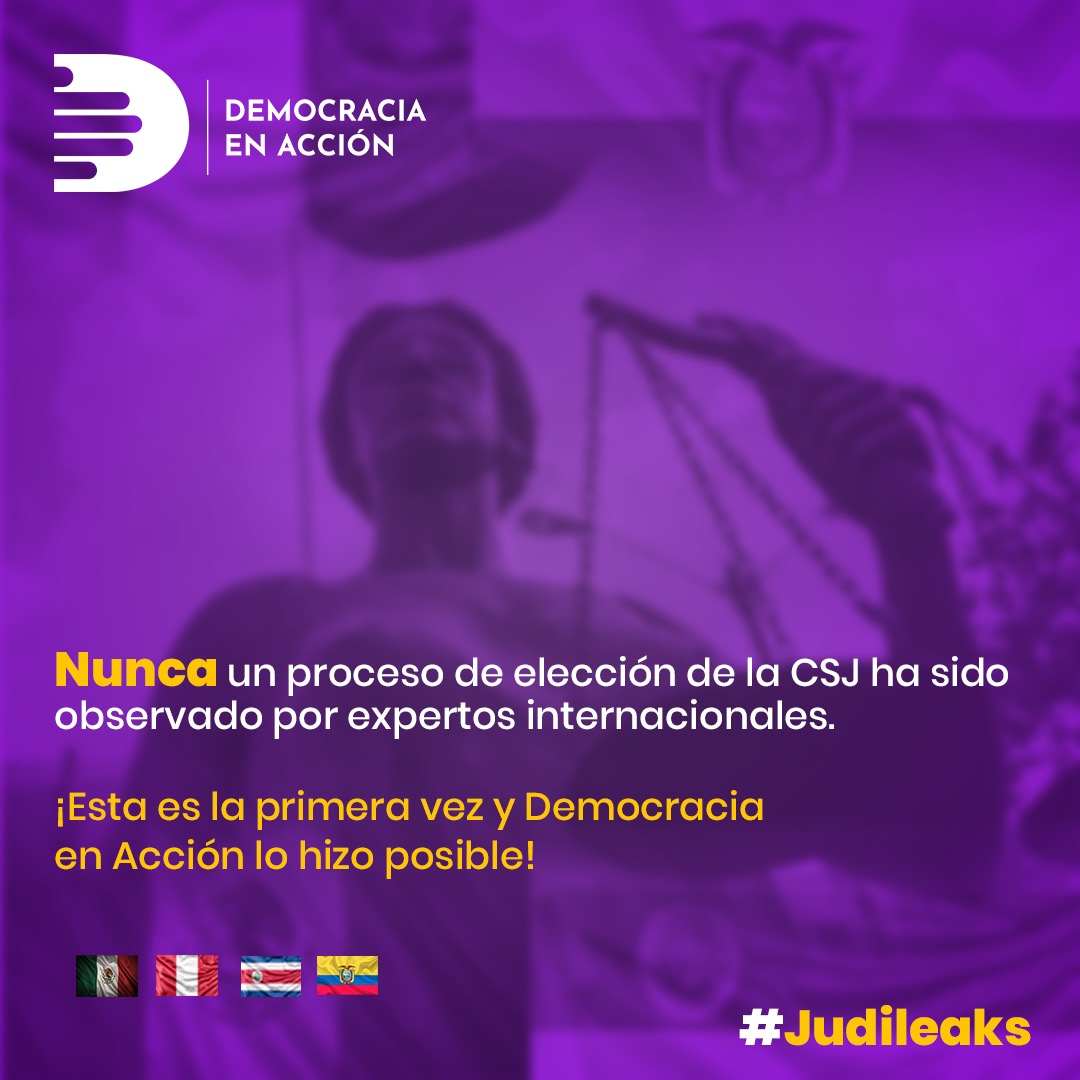 DemoAccionHn's tweet photo. Un panel de expertos observará la evaluación y elección de la Corte Suprema de Justicia.
Por primera vez habrá veeduría internacional.
¡No más de lo mismo!
#Judileaks https://t.co/NpuYkuufxt