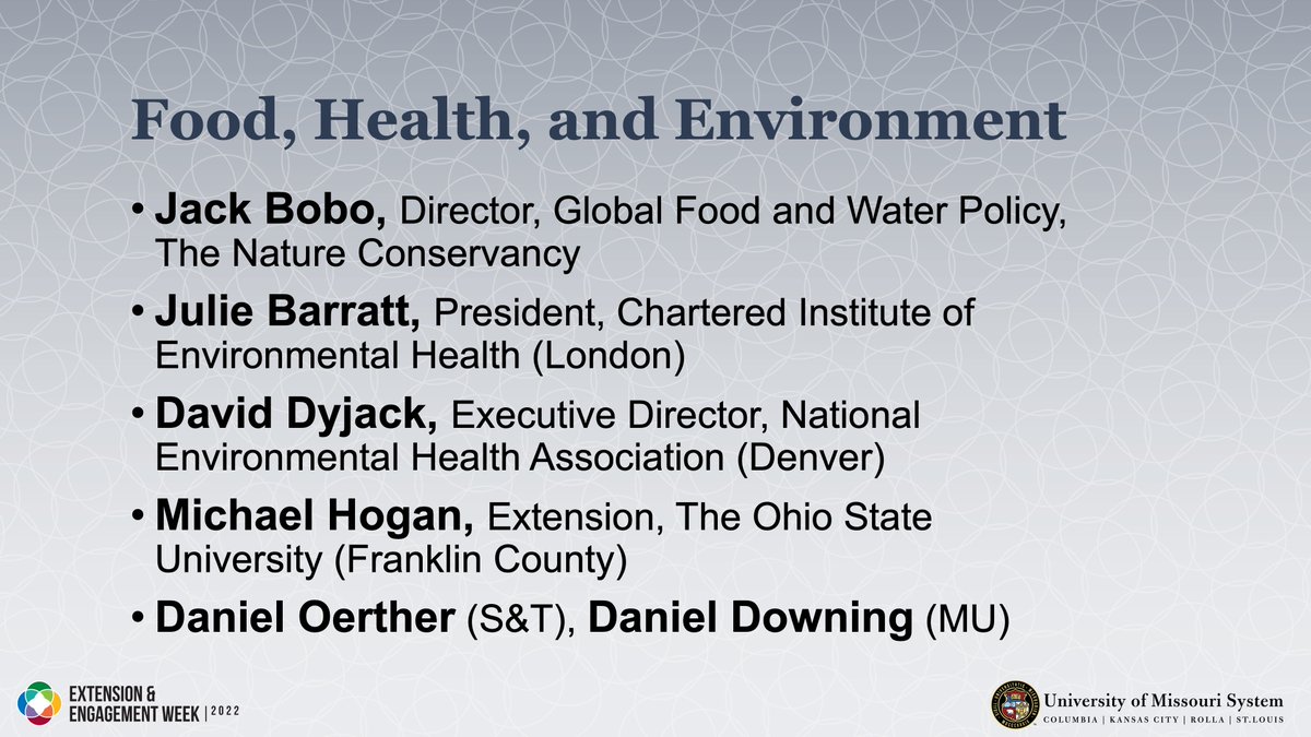 DanielOerther's tweet photo. 1/ #Slides from #Food, #Health, and #Environment panel #UMengagementWeek #MissouriFood @Jack_A_Bobo @nature_org @CIEH_President @The_CIEH @DTDyjack @nehaorg @MUExtension @MarshallStewart @MissouriSandT https://t.co/NIoMjobiP3 https://t.co/BTfXyg7wFE