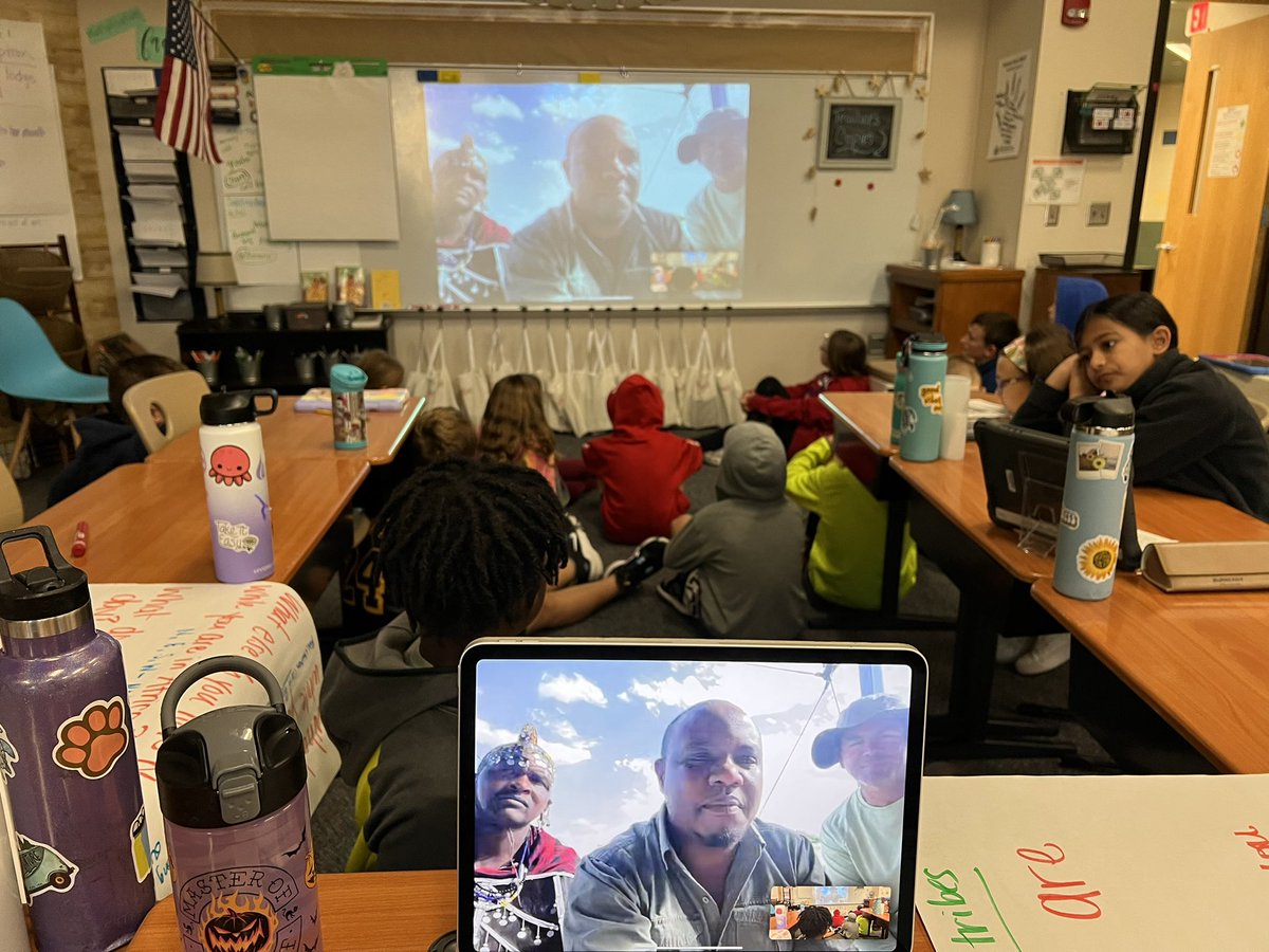 MrsMack4TCE's tweet photo. We got to experience a memory that will last a lifetime. FaceTimed w/ @ejpatton to see all the animals near the camp, learn some Swahili, ask questions to the guide, and a Warrior of the Maasai tribe! 🦁🐆🐘🦒🇹🇿 #TCEcardinals  #SerengetiNationalPark #Tanzania #HSEngaged https://t.co/RzawdfzLc6