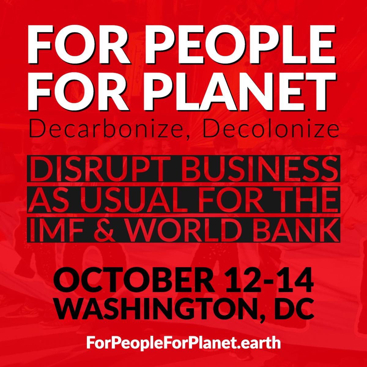 🧵Right now, leaders of the world’s most powerful economies are meeting in DC, conspiring to fund fossil fuels &amp; continue the failed policies that caused the climate crisis. We’re going to shut down business as usual. Join us. forpeopleforplanet.earth