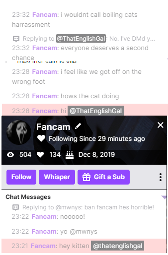 SerenaHowson's tweet photo. ⚠⚠ I wasn't going to bring attention to this but this person is following me around and harassing me when I have raided someone and it is NOT ok. They have harassed me via Twitter and Discord DMs after being banned. They have continually ban evaded on Twitch with abusive names. https://t.co/TcdLLztrOB