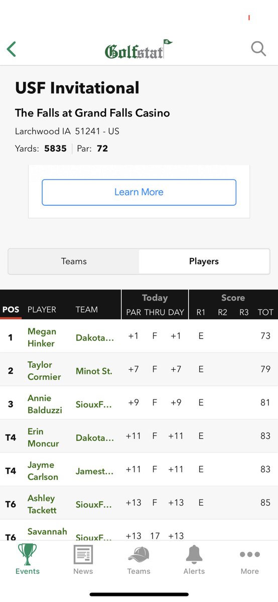 dwu_golf's tweet photo. Women’s team sits in 1st place after day 1 at the USF Invitational with Megan Hinker in the individual lead and Erin Moncur tied for 4th! https://t.co/pPCAQSneYf