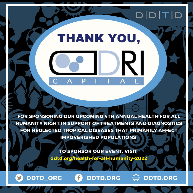 ddtd_org's tweet photo. A very special thank you to DRI Capital, Silver Sponsor for the upcoming Health for All Humanity Night in support of treatments and diagnostics for diseases that primarily affect impoverished populations! https://t.co/ki4pZ8oSYK