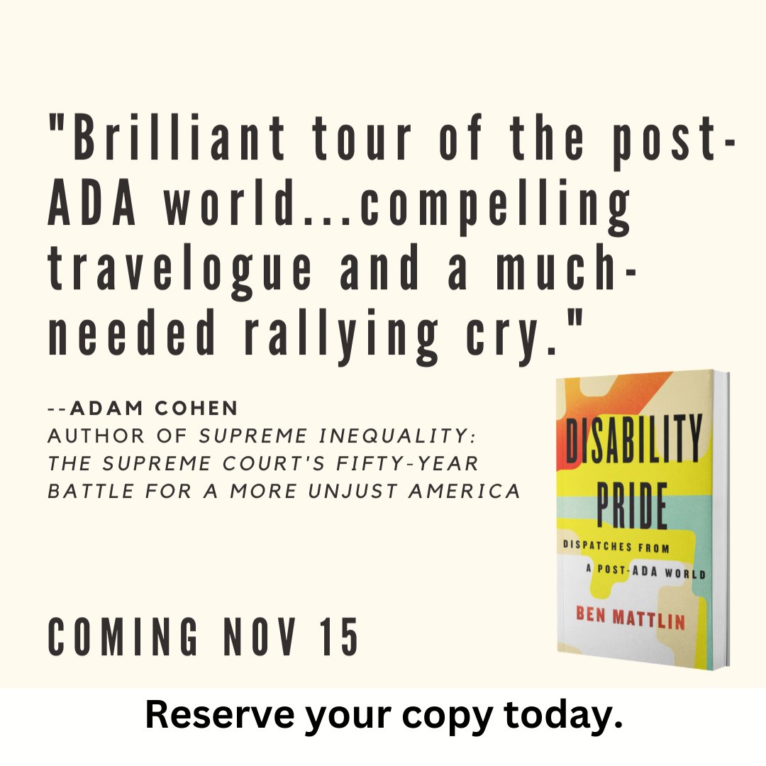 Thanks, @adamscohen , for the kind words. The blurbs keep comin'! #DisabilityPride