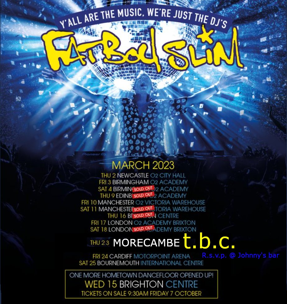 DreamerAtLarge's tweet photo. @FatboySlim only 390 Tickets, https://t.co/vTd7LJcDxV