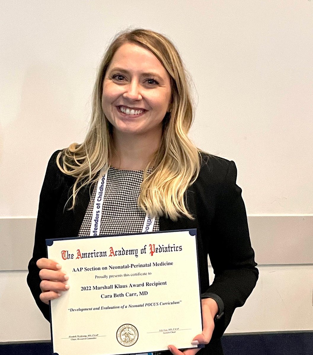 RBCNeoFellows's tweet photo. Congratulations to our third-year fellow @carabethcarr on receiving the 2022 Marshall Klaus Newborn Medicine Education Award at this year’s AAP NCE! #neonatologyfellows #medicaleducation #POCUS https://t.co/4yBWv9cuWu