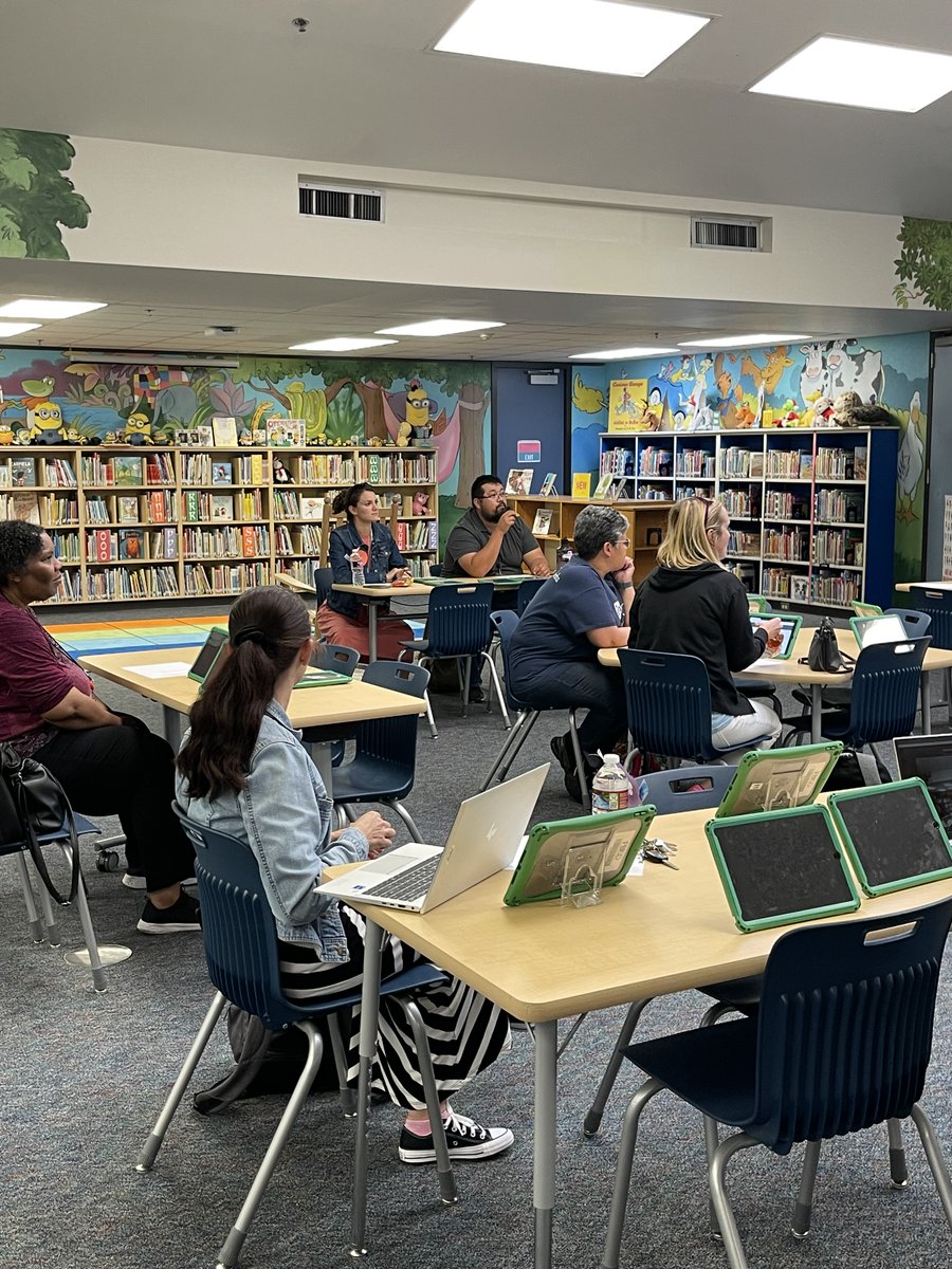 FBISD_Libraries's tweet photo. Recent librarian learning walk on book fair tips and tricks at MBE. #fbisd_libraries https://t.co/1Tlx69tBry