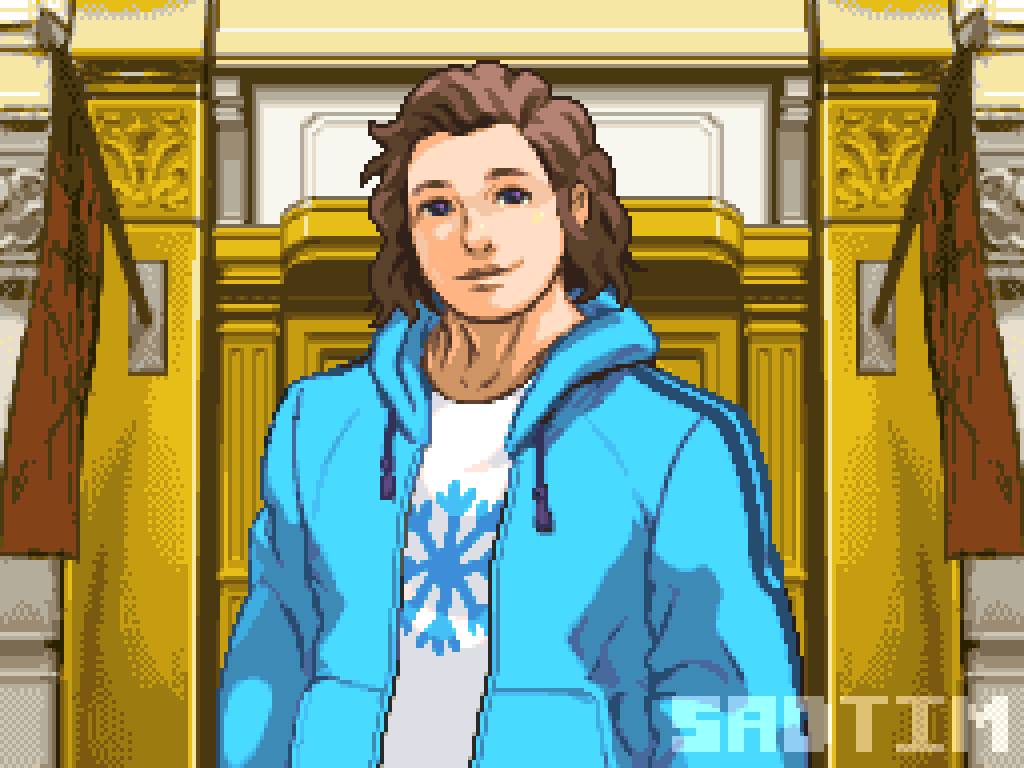 SadTimPear's tweet photo. Ace Attorney style commissions I've been working on recently #pixelart https://t.co/LON15fA7hA