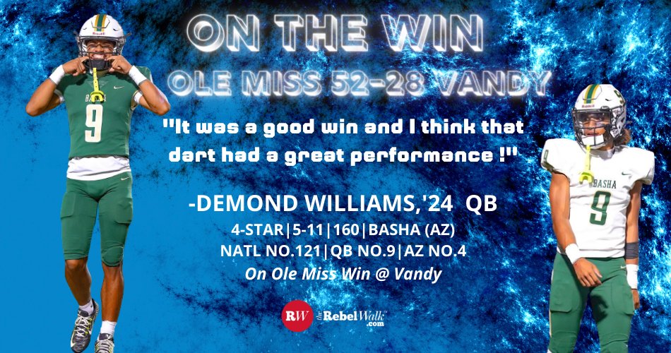 LeeAnnHerringOM's tweet photo. The Rebs rocked the Music City and @TheRebelWalk caught up with '24 Four Star QB @QBDwilliams1 out of Basha (AZ) for his #RWOnTheWin recruit reaction! #RWRecruiting #RunItUpTour https://t.co/VSgpZKXexi