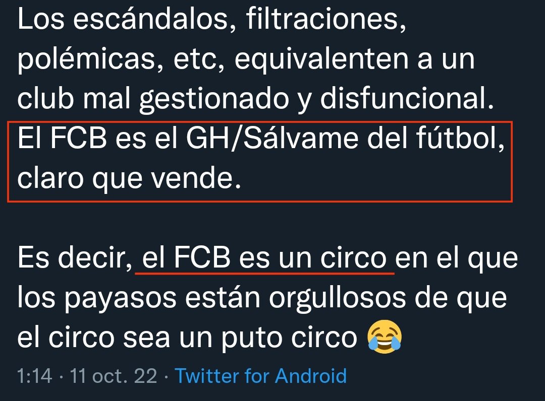 contradigan's tweet photo. @carlos_breach @CuentaMister @lewy_official Sé que para un culé es difícil de aceptar que el FCB es un circo. 

Dicho de otro modo: lo que dices es equivalente a decir que para ir al circo hace falta tener complejo de payaso.

Dicho de otro modo
👇🏻 https://t.co/SITYblnDNy