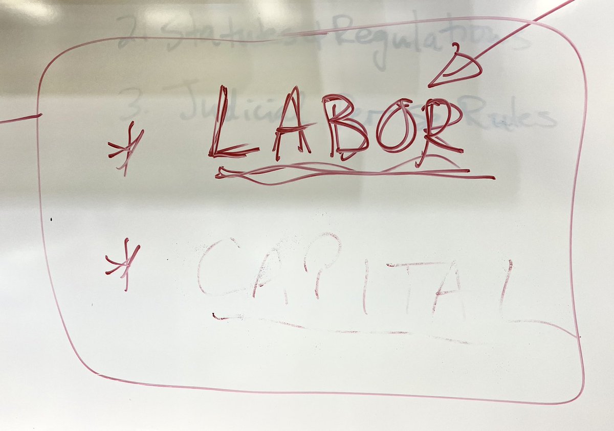 Tweeting during a break in my federal income tax class. Using old school technology (whiteboard, eraser) to illustrate effect of realization doctrine (and 1014, of course) on the income tax base.
