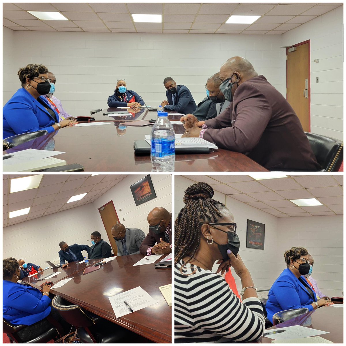 PHS_CrimsonWave's tweet photo. Petersburg High School Administrative Team and Central Office met with Kimble’s Kourt today to develop an ambassador’s program to support our students. We talked about the vision and the outcomes for our program. #MentoringProgram #VSU🧡💙 #TogetherChangingLives #CrimsonWave❤️💛 https://t.co/MWXTnzJdJv
