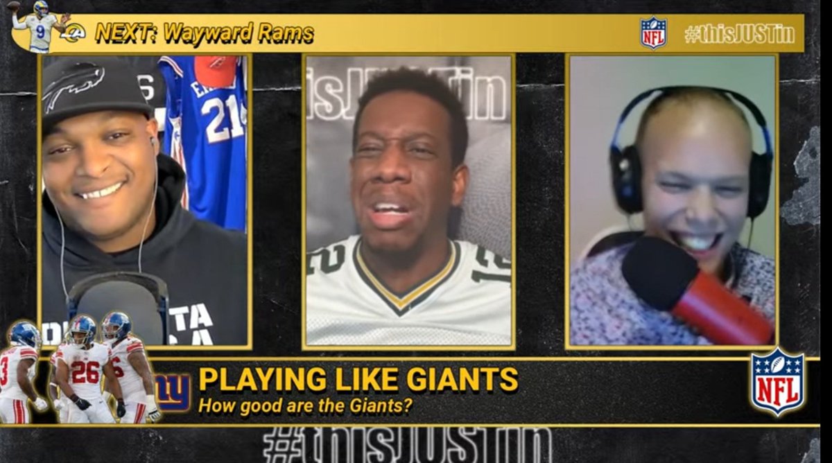 ThisJust1's tweet photo. Something has @jmarv4 perturbed! 😂
#thisJUSTin is live now with #stuffaboutsports and #AdamLewis!
⬇️⬇️⬇️
https://t.co/S2FuNoS5n8
#NFL https://t.co/Z6PpVZBlCc
