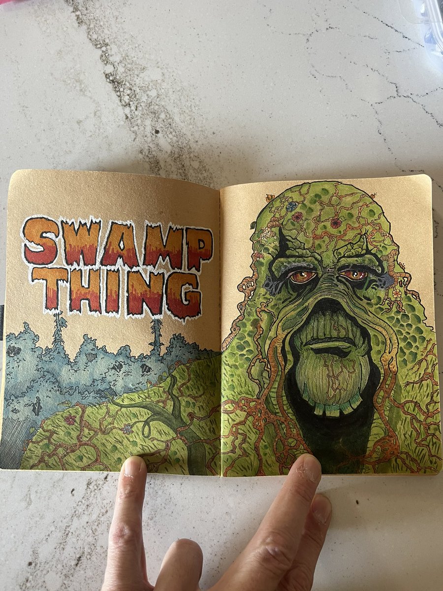 jhwilcox's tweet photo. Looks like I’m missing a finger..  #SwampThing #dccomics #drawing https://t.co/OuHPXnfuQ1