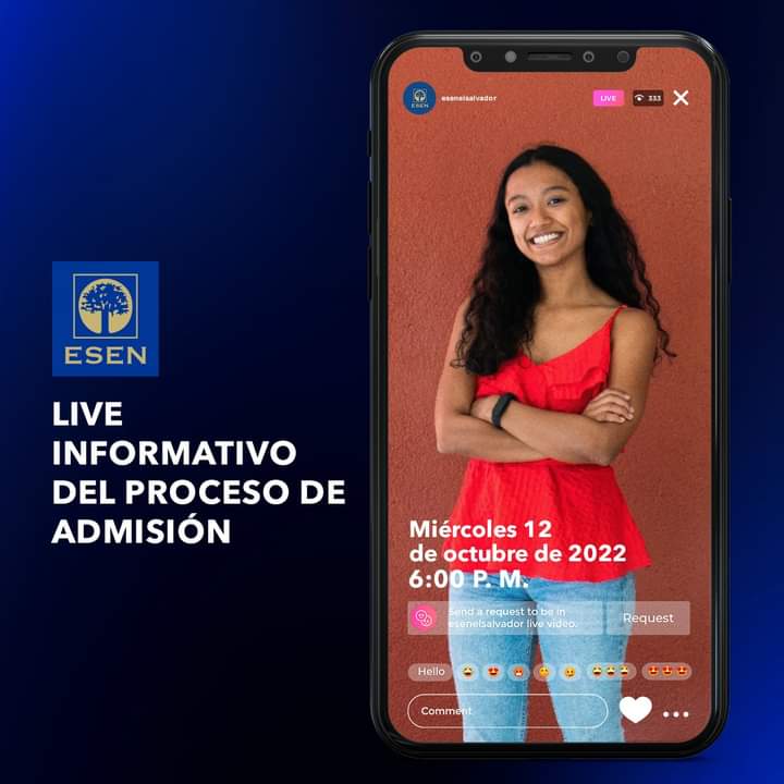 esenelsalvador's tweet photo. Tienes dudas sobre el proceso de admisión. 🤩 Hemos organizado el primer #InstagramLIVE informativo para que conozcas a detalle el proceso de admisión desde la perspectiva de nuestros estudiantes. Te invitamos a preparar tus preguntas.🖌 https://t.co/Otk6DbXFE8