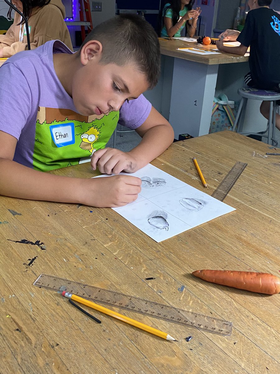 It’s art week at #bsdGATE camp! Students are learning about value by doing charcoal still life drawings. We have some talented artists!