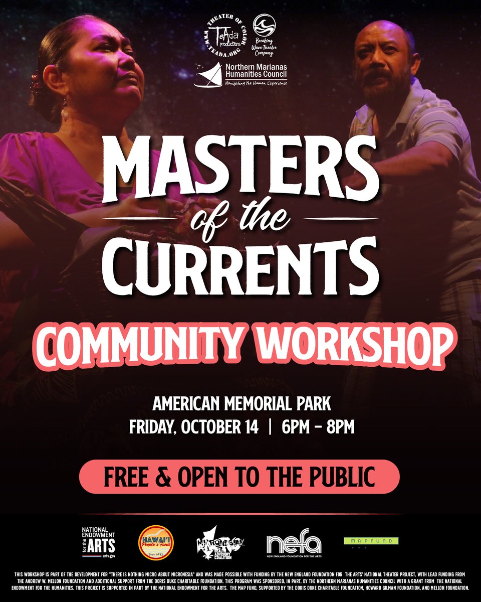 670humanities's tweet photo. Humanities Month Calendar Update! Our Council is co-sponsoring a public community workshop by TeAda Productions, a Honolulu-based theatrical performance group. The visiting artists will be on Saipan to learn more about our issues and stories and perform an excerpt of their play. https://t.co/sWULFneFRT