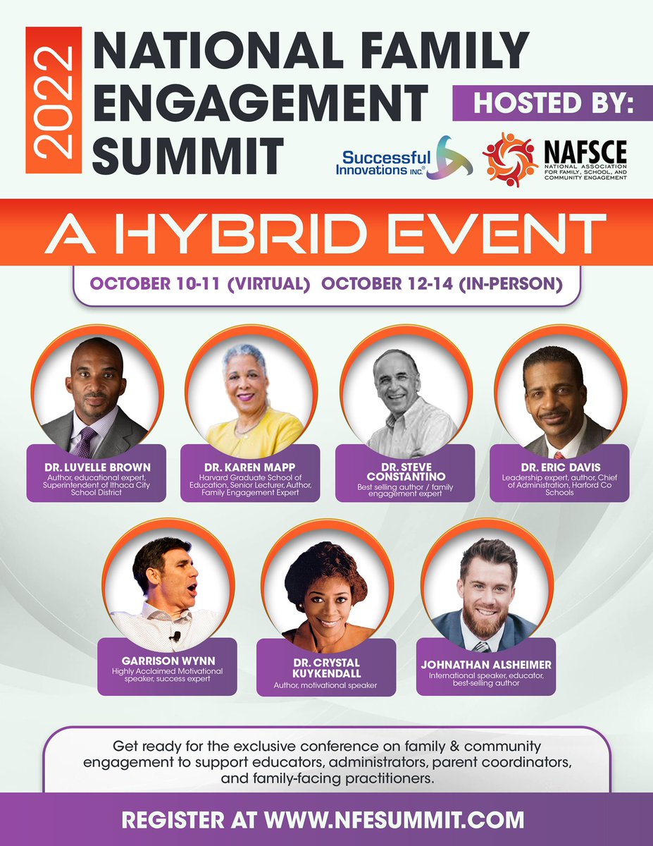 mr_Alsheimer's tweet photo. 2022 National Family Engagement Summit - What a lineup 🤩 all week long at the #NFESummit 🎙📚 so honored and excited to join this powerhouse group of speakers in-person October 14th! 

#NFESummit #FamilyEngagement https://t.co/lq24qCRing